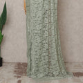 Sage Green Premium French 2-Tone Chantilly Lace Saree, 5.5 Mtrs with 110 Cms Width, Imported from France-D25431