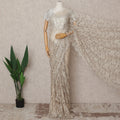 Beige Premium French 2-Tone Chantilly Lace Saree, 5.5 Mtrs with 110 Cms Width, Imported from France-D25432