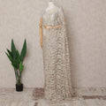 Beige Premium French 2-Tone Chantilly Lace Saree, 5.5 Mtrs with 110 Cms Width, Imported from France-D25432