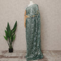 Teal Green Premium French Metallic Chantilly Lace Saree Fabric – 5.5 Meters Length, Width 110 Cms, Made in France-D25609