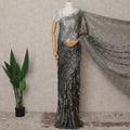 Black Premium French Metallic Chantilly Lace Saree, 5.5 Mtrs with 110 Cms Width, Imported from France-D25420
