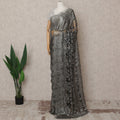 Black Premium French Metallic Chantilly Lace Saree, 5.5 Mtrs with 110 Cms Width, Imported from France-D25420