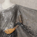 Black Premium French Metallic Chantilly Lace Saree, 5.5 Mtrs with 110 Cms Width, Imported from France-D25420