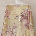 Gold and Pink Floral Metallic Somali Silk Chiffon Dirac Fabric – 3.5 Meters, Width 140 cm, Made in South Korea-D24740