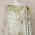 Pale Mint Traditional Somali Silk Chiffon Dirac Fabric with Metallic Lurex Floral Design, 3.5 Mtrs Piece, Width 140 Cms, Made in South Korea-D26527
