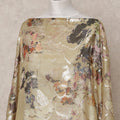 Gold and Multicolor Floral Metallic Somali Silk Chiffon Dirac Fabric – 3.5 Meters, Width 140 cm, Made in South Korea-D24738