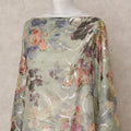 Pastel Green Floral Metallic Somali Silk Chiffon Dirac Fabric – 3.5 Meters, Width 140 cm, Made in South Korea-D24731