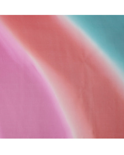 Pink Red and Aqua Silk Georgette Fabric with Diagonal Ombre Print, 110 Cms Width, India-D25535