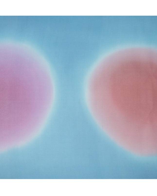 Sky Blue Silk Georgette Fabric with Pink and Red Abstract Circular Print, 110 Cms Width, India-D25537