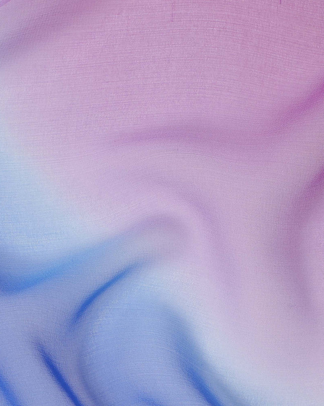 Lavender Silk Georgette Fabric with Pink and Yellow Abstract Circular Print, 110 Cms Width, India-D25536