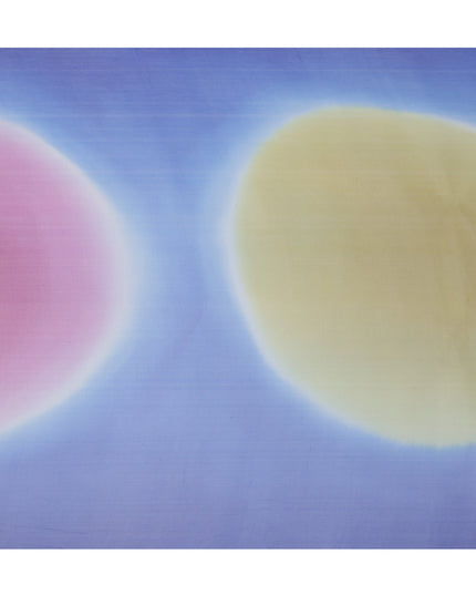 Lavender Silk Georgette Fabric with Pink and Yellow Abstract Circular Print, 110 Cms Width, India-D25536