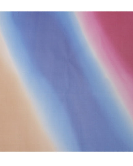 Peach Blue and Pink Silk Georgette Fabric with Diagonal Ombre Print, 110 Cms Width, India-D25534