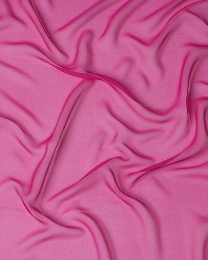 Fuchsia Pink Plain Synthetic Georgette Chiffon Fabric, 110 Cms Width, Made in India-D25932