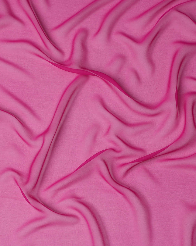 Fuchsia Pink Plain Synthetic Georgette Chiffon Fabric, 110 Cms Width, Made in India-D25932