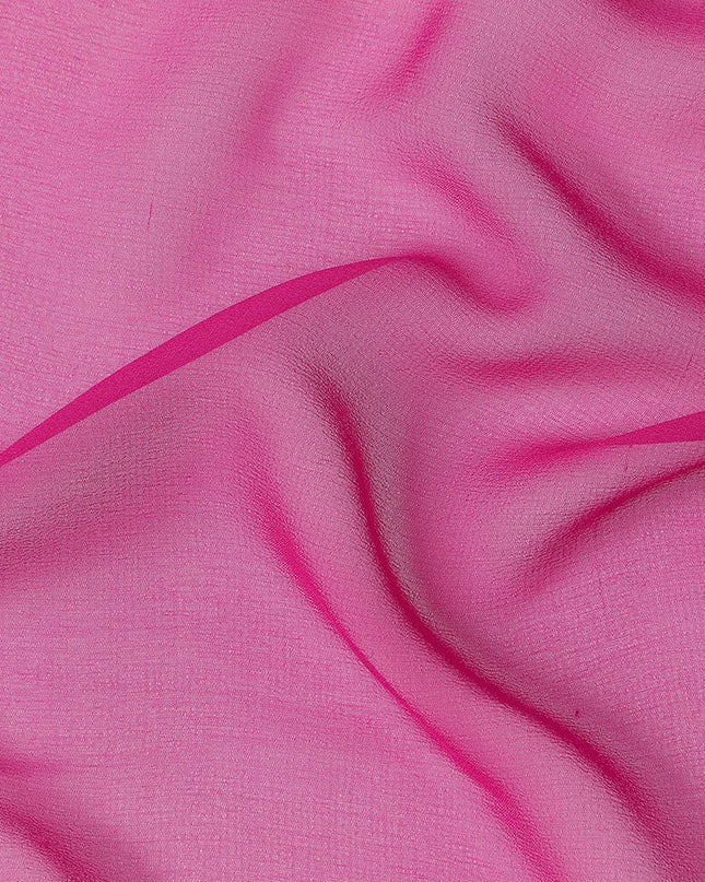 Fuchsia Pink Plain Synthetic Georgette Chiffon Fabric, 110 Cms Width, Made in India-D25932