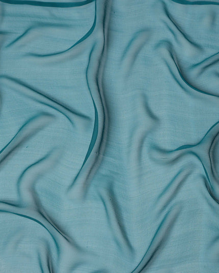 Aqua Green Plain Synthetic Georgette Chiffon Fabric, 110 Cms Width, Made in India-D25931