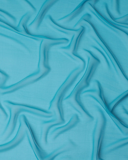 Aqua Blue Synthetic Plain Georgette Chiffon Fabric, 110 Cms Width, Made in India-D25936