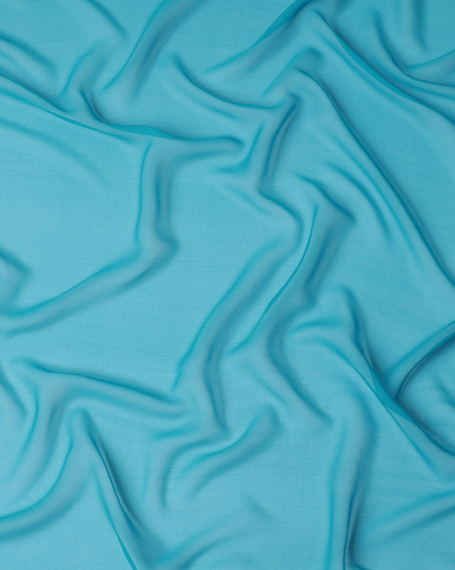 Aqua Blue Synthetic Plain Georgette Chiffon Fabric, 110 Cms Width, Made in India-D25936