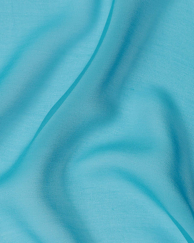 Aqua Blue Synthetic Plain Georgette Chiffon Fabric, 110 Cms Width, Made in India-D25936