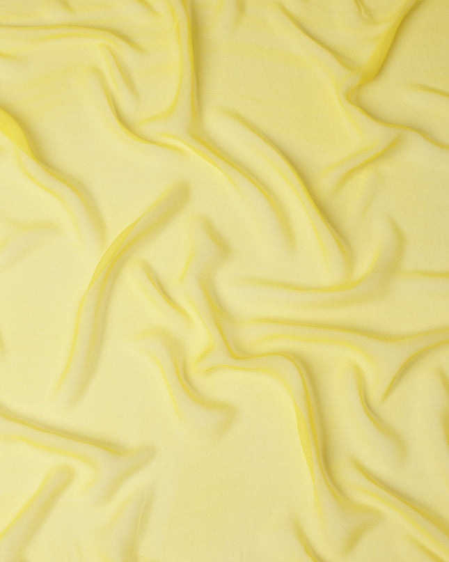 Lemon Yellow Synthetic Plain Georgette Chiffon Fabric, 110 Cms Width, Made in India-D25934