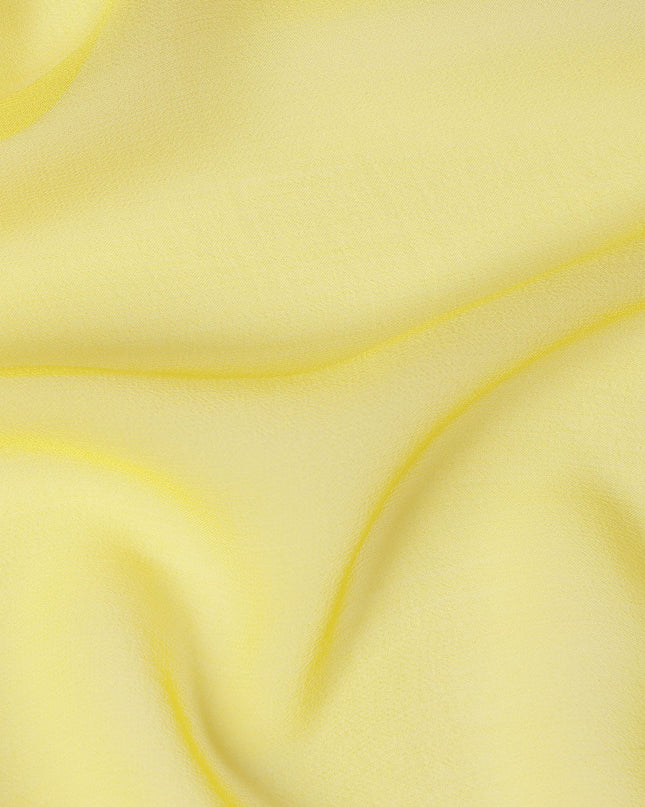 Lemon Yellow Synthetic Plain Georgette Chiffon Fabric, 110 Cms Width, Made in India-D25934