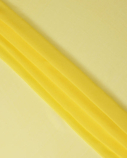 Lemon Yellow Synthetic Plain Georgette Chiffon Fabric, 110 Cms Width, Made in India-D25934