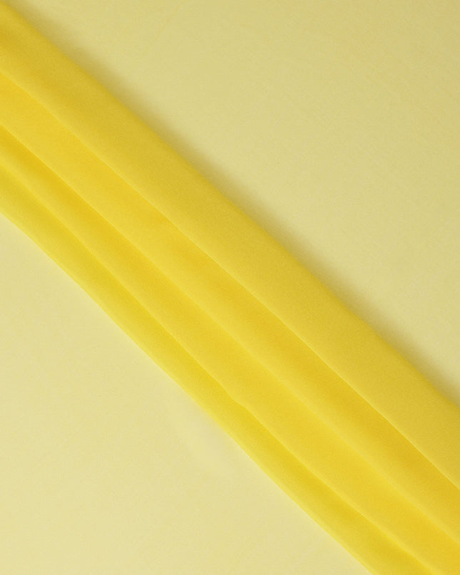 Lemon Yellow Synthetic Plain Georgette Chiffon Fabric, 110 Cms Width, Made in India-D25934