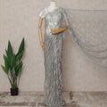 Silver Grey Premium French Chantilly Lace Saree Fabric 5.5 Mtrs with 110 Cms Width – Imported from France-D25634