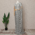 Silver Grey Premium French Chantilly Lace Saree Fabric 5.5 Mtrs with 110 Cms Width – Imported from France-D25634