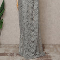 Silver Grey Premium French Chantilly Lace Saree Fabric 5.5 Mtrs with 110 Cms Width – Imported from France-D25634