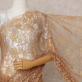 Golden Beige Premium 2-Tone French Chantilly Lace Saree Fabric 5.5 Mtrs with 110 Cms Width – Imported from France-D25659