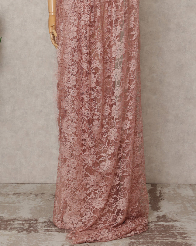 Dusty Rose Premium 2-Tone French Chantilly Lace Saree Fabric 5.5 Mtrs with 110 Cms Width – Imported from France-D25648 Regal Fabrics