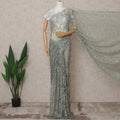 Sage Green Premium 2-Tone French Chantilly Lace Saree Fabric 5.5 Mtrs with 110 Cms Width – Imported from France-D25664