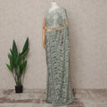 Sage Green Premium 2-Tone French Chantilly Lace Saree Fabric 5.5 Mtrs with 110 Cms Width – Imported from France-D25664