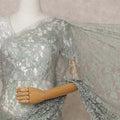 Sage Green Premium 2-Tone French Chantilly Lace Saree Fabric 5.5 Mtrs with 110 Cms Width – Imported from France-D25664