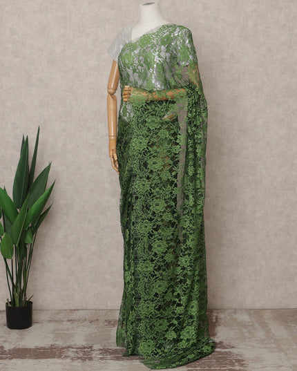 Green Premium 2-Tone French Chantilly Lace Saree Fabric 5.5 Mtrs with 110 Cms Width – Imported from France-D25660