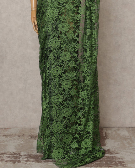 Green Premium 2-Tone French Chantilly Lace Saree Fabric 5.5 Mtrs with 110 Cms Width – Imported from France-D25660