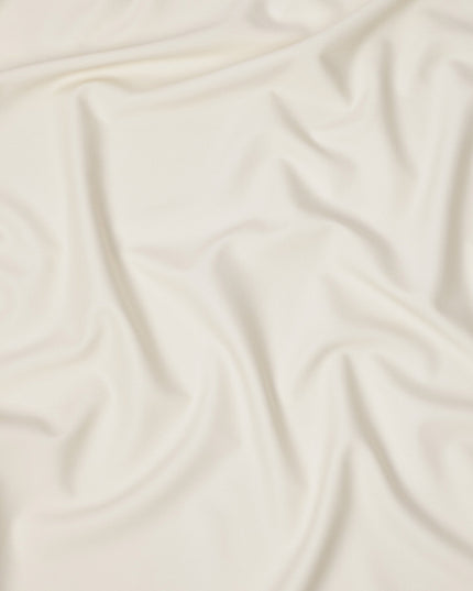 White Solid Italian Super 150's Blended Wool Suiting Fabric, 150 Cms, Italy-D24702