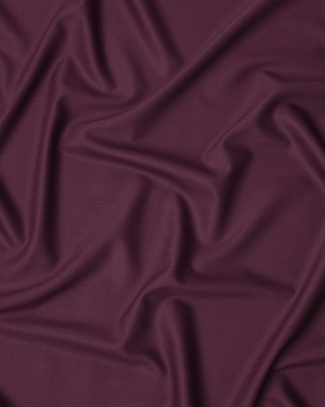 Maroon Plain Super 120's Blended Wool Suiting Fabric, 150 Cms, India-D24971