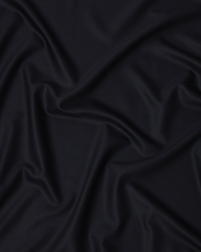 Black Plain Super 120's Blended Wool Suiting Fabric, 150 Cms, India-D24970