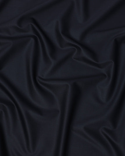 Navy Blue Solid Super 150's Blended Wool Suiting Fabric, 150 Cms, India-D24699