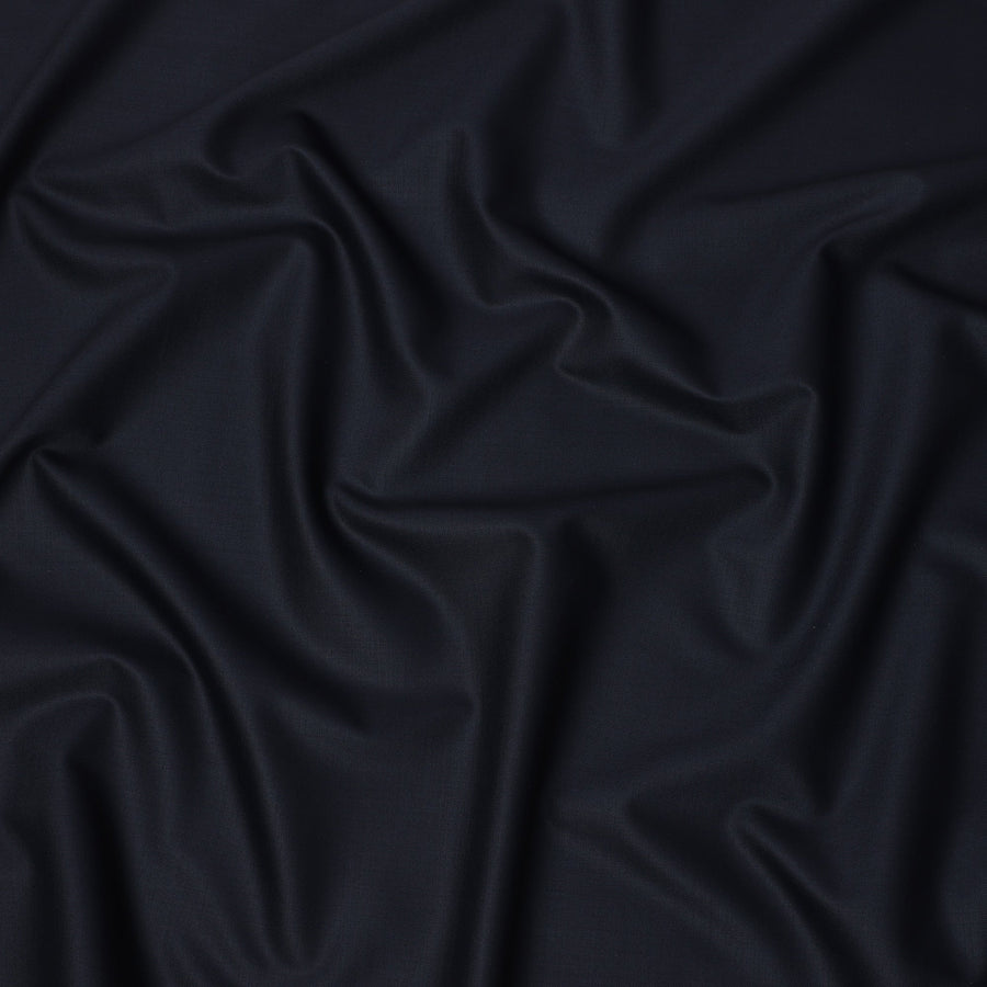 Navy Blue Solid Super 150's Blended Wool Suiting Fabric, 150 Cms, India-D24699