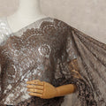Bronze Premium French Metallic Chantilly Lace Saree Fabric, 5.5 Mtrs Length, 110 Cms Width, Crafted in France – Rich Floral Metallic Lace Detailing, Blouse Not Included-D26412