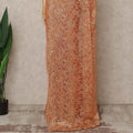 Burnt Peach Premium French Metallic Chantilly Lace Saree Fabric, 5.5 Mtrs Length, 110 Cms Width, Crafted in France – Rich Metallic Floral Lace, Blouse Not Included-D26429