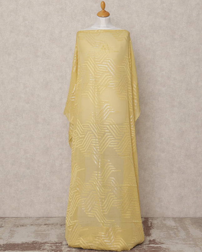 Golden Yellow Pure Silk Chiffon Somali Dirac Fabric with Metallic Lurex, 3.5 Mtrs, Width 140 Cms, Made in South Korea-D24529 Regal Fabrics