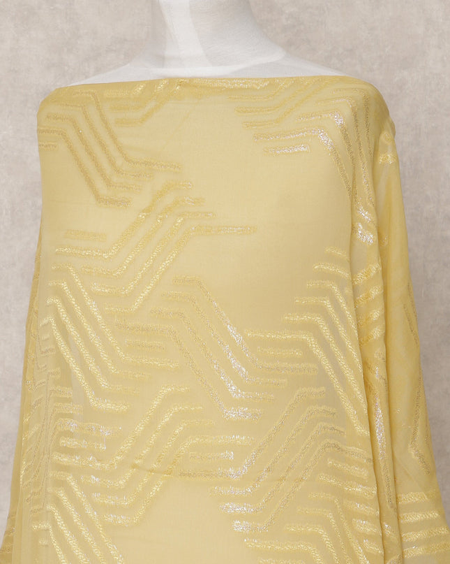 Golden Yellow Pure Silk Chiffon Somali Dirac Fabric with Metallic Lurex, 3.5 Mtrs, Width 140 Cms, Made in South Korea-D24529 Regal Fabrics