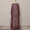 Plum Brown Pure Silk Chiffon Somali Dirac Fabric with Metallic Lurex, 3.5 Mtrs, Width 140 Cms, Made in South Korea-D24530