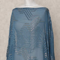 Teal Blue Pure Silk Chiffon Somali Dirac Fabric with Metallic Lurex, 3.5 Mtrs, Width 140 Cms, Made in South Korea-D24531