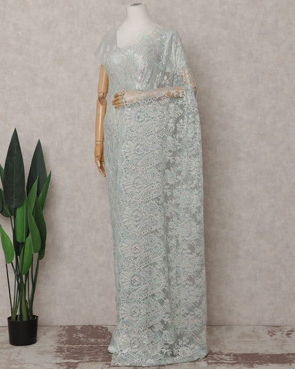 Seafoam Mint French Chantilly Lace Saree