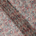 Beige and Rust Paisley Printed Viscose Georgette Fabric with Grey Leaf Motifs and Intricate Floral Detailing, 110 Cms Width, Made in India-D25882